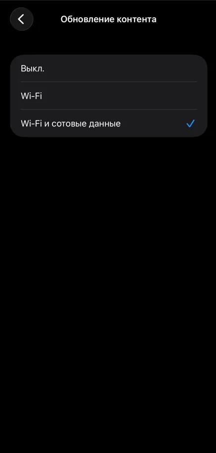 Режим «Wi-Fi и сотовые данные» в настройках iOS